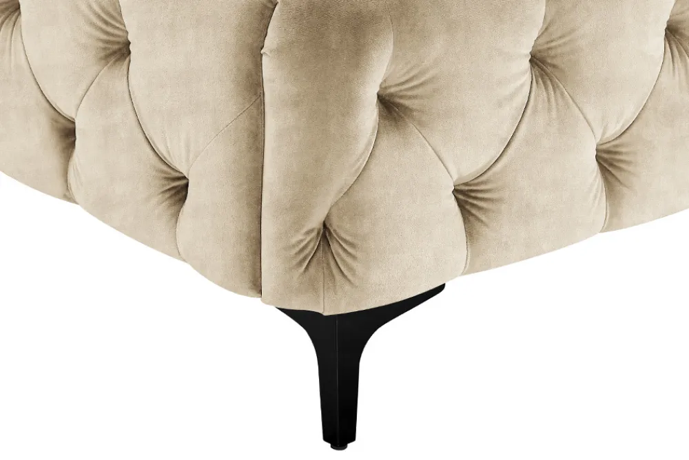 Riess-Ambiente Polsterbetten|Samt Möbel > Design Bett MODERN BAROCK 180x200cm champagner Samt Chesterfield Doppelbett