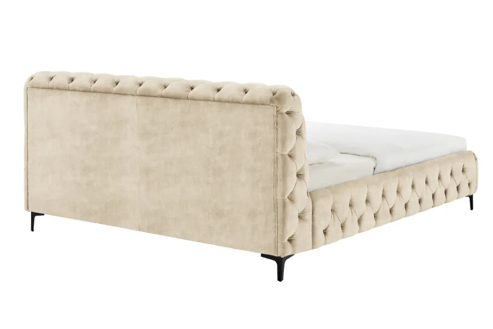 Riess-Ambiente Polsterbetten|Samt Möbel > Design Bett MODERN BAROCK 180x200cm champagner Samt Chesterfield Doppelbett