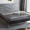 Riess-Ambiente Mehr...|Polsterbetten > Design Bett SCORPION 180x200cm schwarz Mangoholz 3D Schnitzerei Massivholz Doppelbett