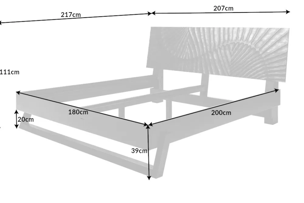 Riess-Ambiente Mehr...|Polsterbetten > Design Bett SCORPION 180x200cm schwarz Mangoholz 3D Schnitzerei Massivholz Doppelbett
