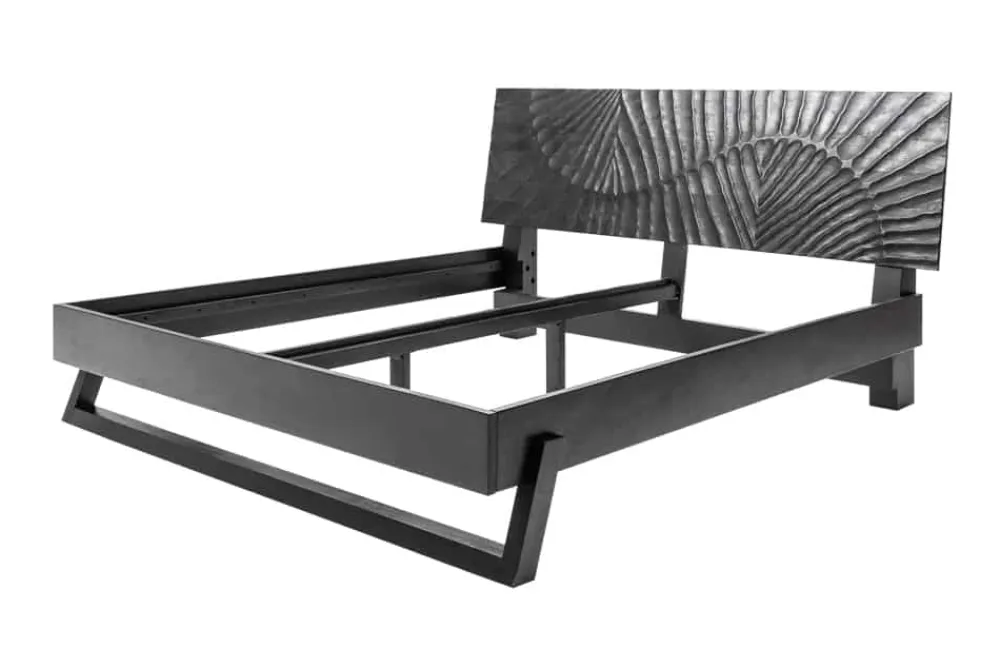 Riess-Ambiente Mehr...|Polsterbetten > Design Bett SCORPION 180x200cm schwarz Mangoholz 3D Schnitzerei Massivholz Doppelbett