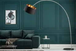 Riess-Ambiente Goldene Möbel|Stehleuchten > Design Bogenlampe FORMA 215cm schwarz gold Stehlampe mit Marmorfuß