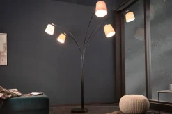 Riess-Ambiente Retro Möbel|Stehleuchten > Design Bogenlampe LEVELS 205cm weiß beige braun 5 Leinenschirme Stehlampe