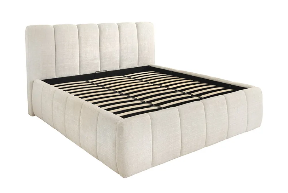 Riess-Ambiente Boxbetten > Design Boxbett ADLON 180x200cm beige Chenille Cremona mit Stauraum und Lattenrost