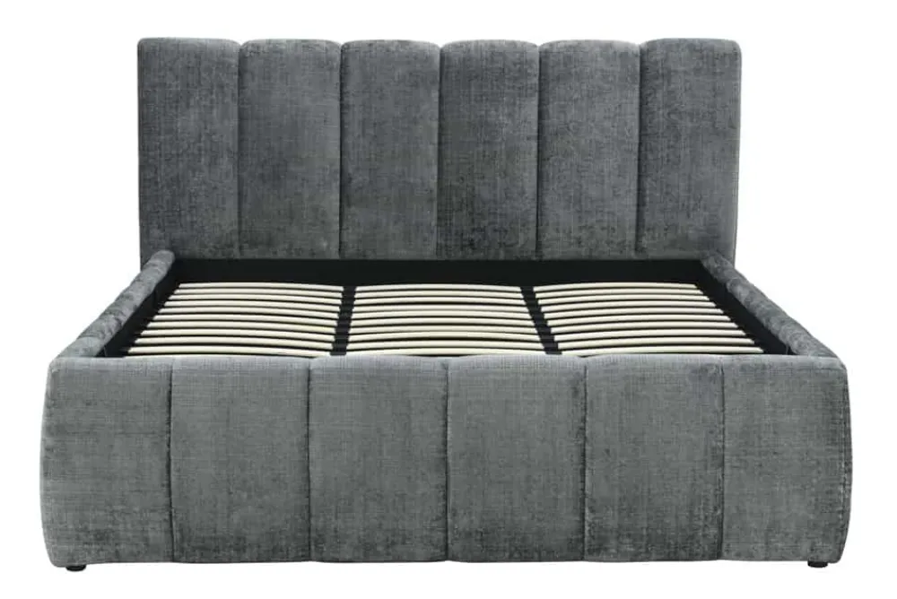 Riess-Ambiente Boxbetten > Design Boxbett ADLON 180x200cm grau Chenille mit Stauraum und Lattenrost
