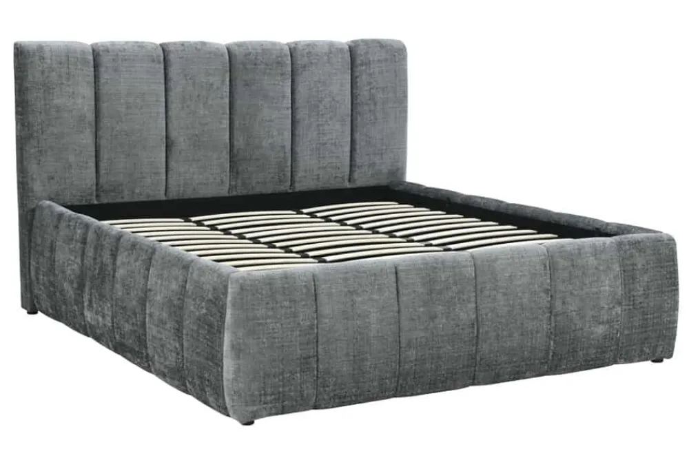 Riess-Ambiente Boxbetten > Design Boxbett ADLON 180x200cm grau Chenille mit Stauraum und Lattenrost
