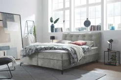 Riess-Ambiente Boxbetten|Samt Möbel > Design Boxbett DECADENCIA 180x200cm silbergrau Samt mit Stauraum Matratze Topper