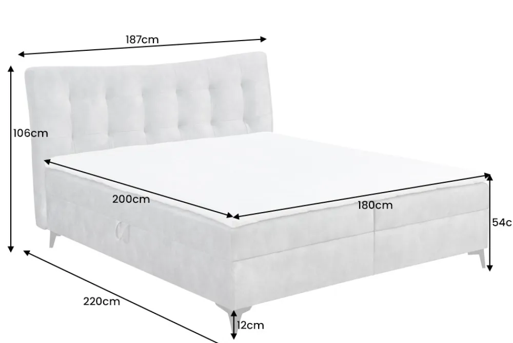 Riess-Ambiente Boxbetten|Samt Möbel > Design Boxbett DECADENCIA 180x200cm silbergrau Samt mit Stauraum Matratze Topper