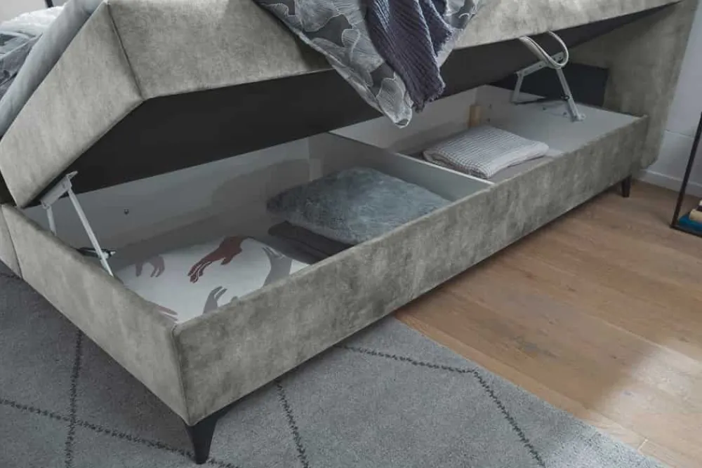Riess-Ambiente Boxbetten|Samt Möbel > Design Boxbett DECADENCIA 180x200cm silbergrau Samt mit Stauraum Matratze Topper