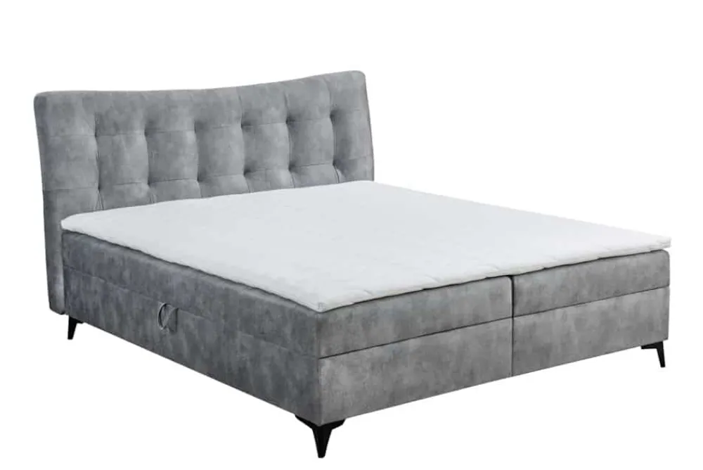 Riess-Ambiente Boxbetten|Samt Möbel > Design Boxbett DECADENCIA 180x200cm silbergrau Samt mit Stauraum Matratze Topper
