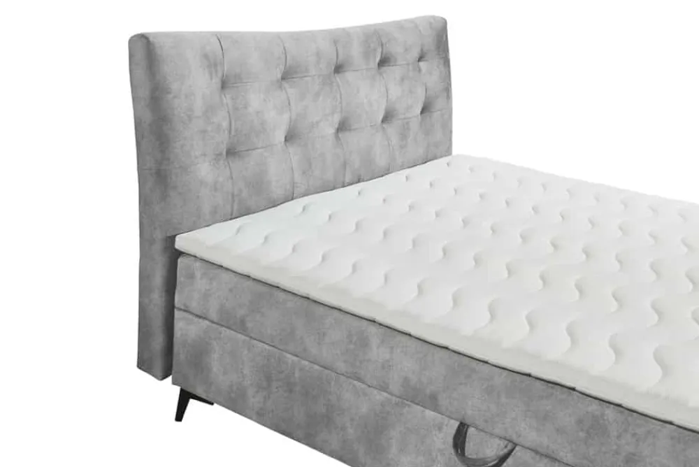 Riess-Ambiente Boxbetten|Samt Möbel > Design Boxbett DECADENCIA 180x200cm silbergrau Samt mit Stauraum Matratze Topper