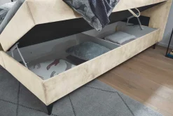 Riess-Ambiente Boxbetten|Samt Möbel > Design Boxbett DECADENCIA 180x200cm beige Samt mit Stauraum Matratze Topper