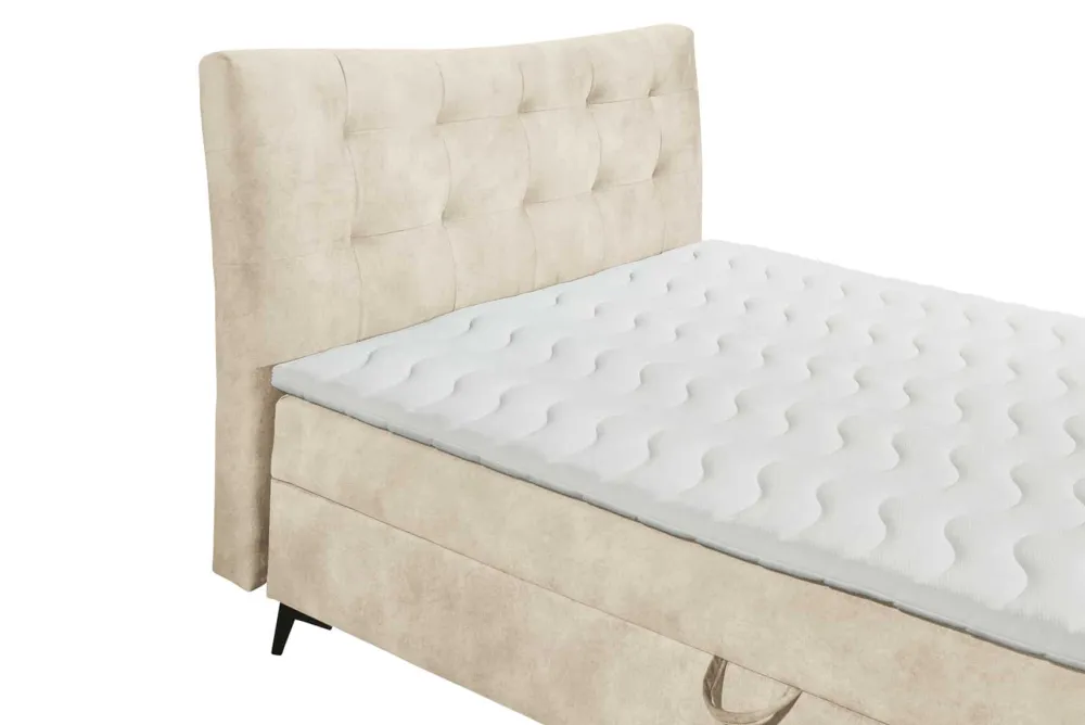Riess-Ambiente Boxbetten|Samt Möbel > Design Boxbett DECADENCIA 180x200cm beige Samt mit Stauraum Matratze Topper