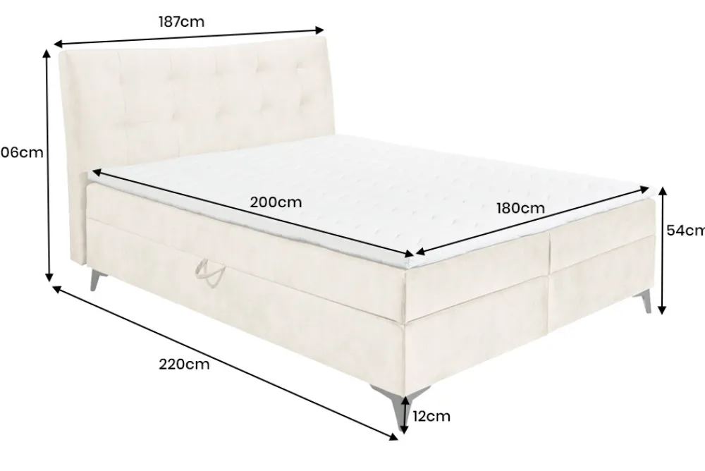 Riess-Ambiente Boxbetten|Samt Möbel > Design Boxbett DECADENCIA 180x200cm beige Samt mit Stauraum Matratze Topper