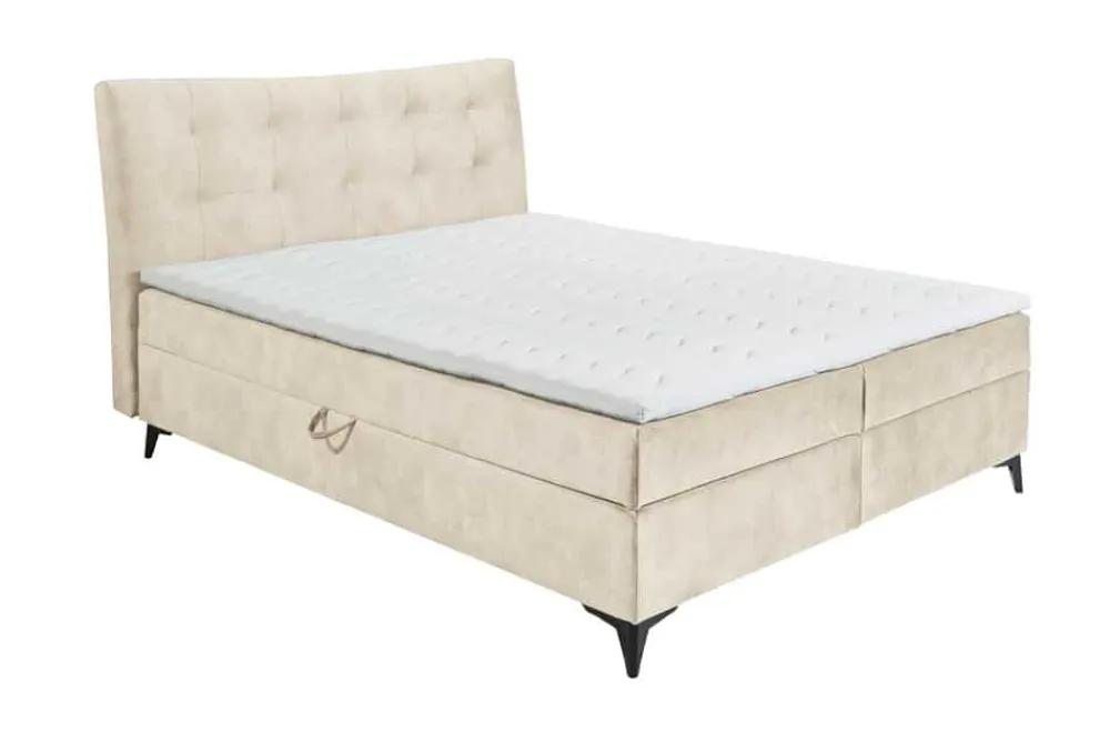 Riess-Ambiente Boxbetten|Samt Möbel > Design Boxbett DECADENCIA 180x200cm beige Samt mit Stauraum Matratze Topper
