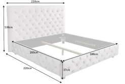 Riess-Ambiente Boxbetten > Design Boxbett PARIS 180x200cm beige Leinen Chesterfield Doppelbett