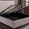 Riess-Ambiente Boxbetten|Samt Möbel > Design Boxbett PARIS 180x200cm champagner beige Samt mit Stauraum und Lattenrost