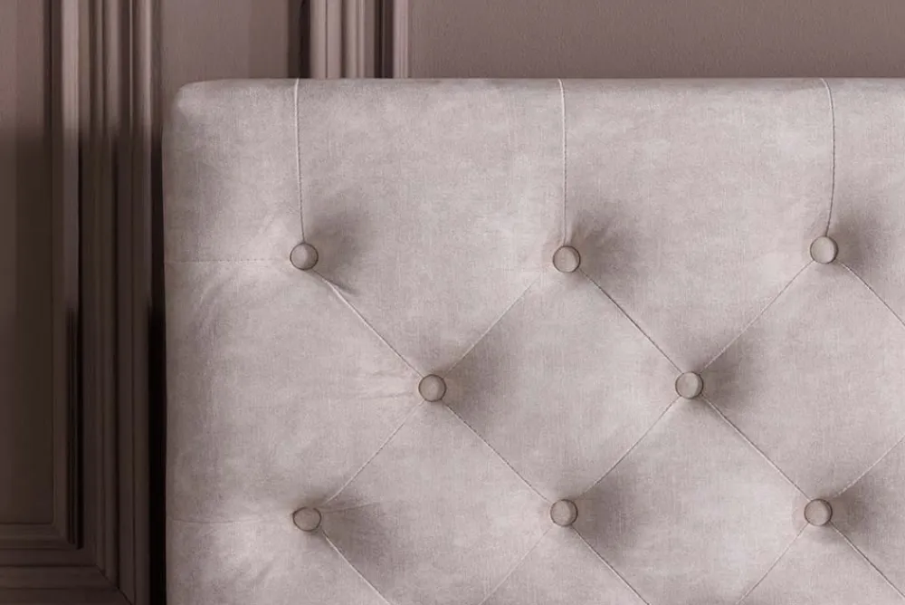 Riess-Ambiente Boxbetten|Samt Möbel > Design Boxbett PARIS 160x200cm champagner beige Samt mit Stauraum und Lattenrost