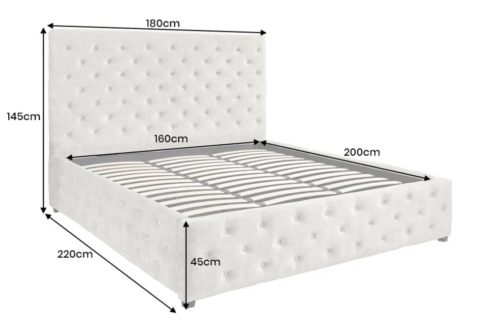 Riess-Ambiente Boxbetten|Samt Möbel > Design Boxbett PARIS 160x200cm champagner beige Samt mit Stauraum und Lattenrost