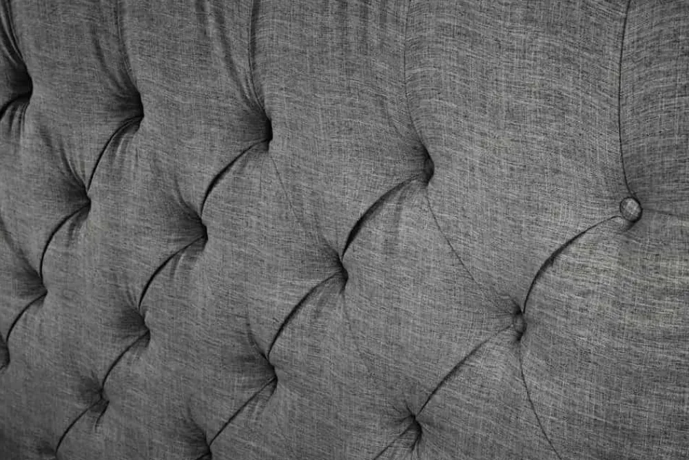 Riess-Ambiente Boxbetten > Design Boxbett PARIS 180x200cm grau Leinen Chesterfield Doppelbett