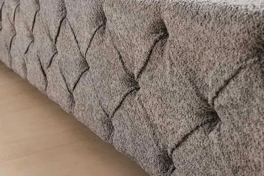 Riess-Ambiente Boxbetten|Polsterbetten > Design Boxbett PARIS 180x200 cm grau Bouclé Chesterfield