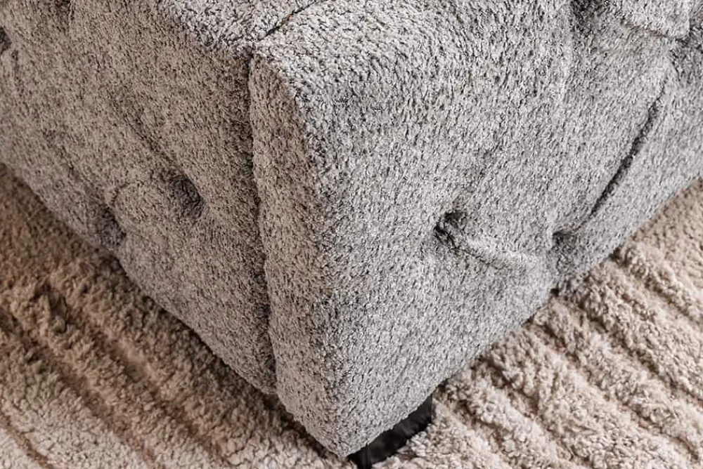 Riess-Ambiente Boxbetten|Polsterbetten > Design Boxbett PARIS 180x200 cm grau Bouclé Chesterfield
