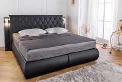 Riess-Ambiente Boxspringbetten > Design Boxspringbett PALAZZO 180x200cm schwarz inkl. Stauraum Matratze Topper
