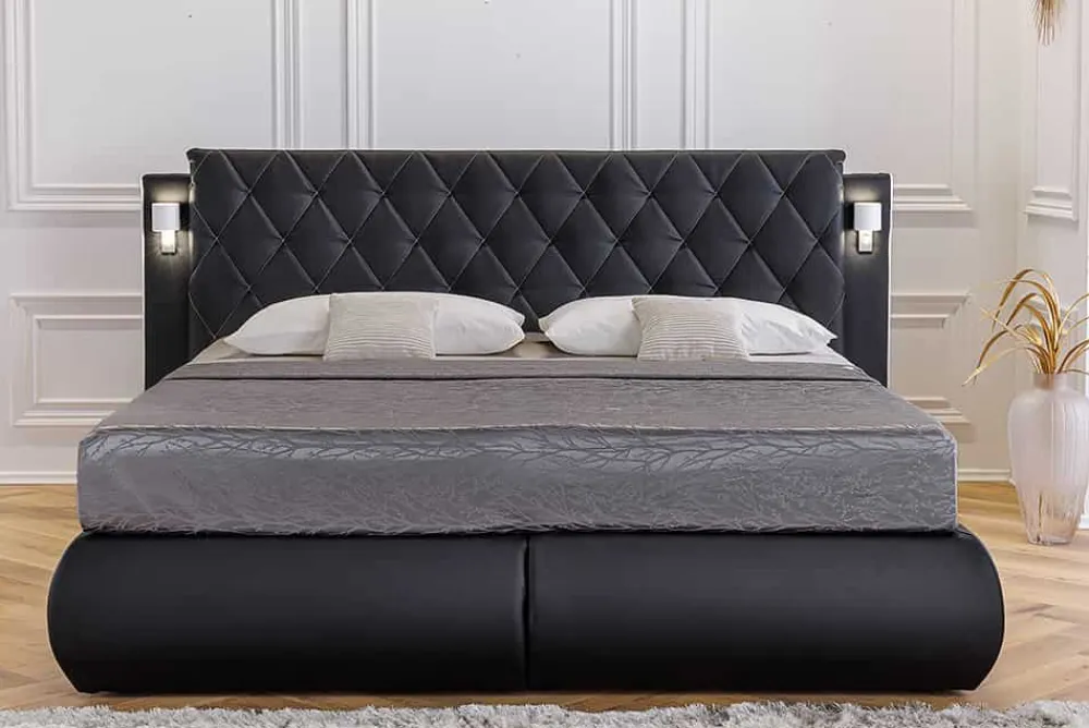Riess-Ambiente Boxspringbetten > Design Boxspringbett PALAZZO 180x200cm schwarz inkl. Stauraum Matratze Topper