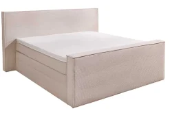 Riess-Ambiente Boxspringbetten > Design Boxspringbett SIGNUM 180x200cm beige Cord inkl. Topper Matratze und Stauraum