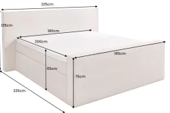 Riess-Ambiente Boxspringbetten > Design Boxspringbett SIGNUM 180x200cm beige Cord inkl. Topper Matratze und Stauraum