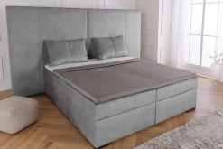 Riess-Ambiente Boxspringbetten|Samt Möbel > Design Boxspringbett SUITE HOTELBETT 180x200cm silber grau Samt inkl. Stauraum Topper