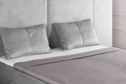 Riess-Ambiente Boxspringbetten|Samt Möbel > Design Boxspringbett SUITE HOTELBETT 180x200cm silber grau Samt inkl. Stauraum Topper
