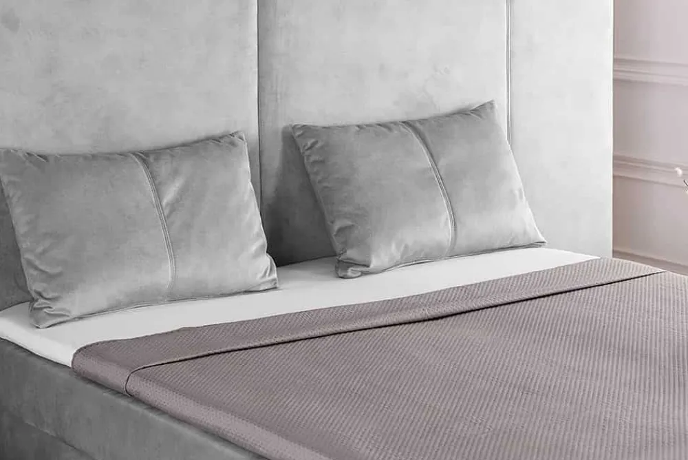 Riess-Ambiente Boxspringbetten|Samt Möbel > Design Boxspringbett SUITE HOTELBETT 180x200cm silber grau Samt inkl. Stauraum Topper