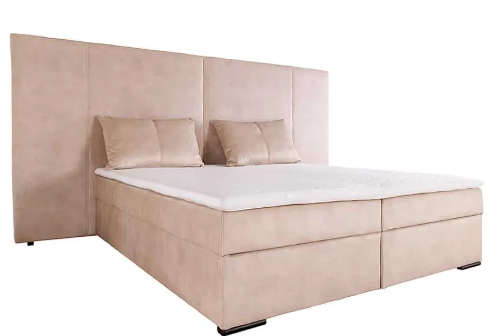 Riess-Ambiente Boxspringbetten|Samt Möbel > Design Boxspringbett SUITE HOTELBETT 180x200cm beige Samt inkl. Stauraum Topper