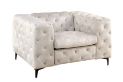 Riess-Ambiente Sessel|Samt Möbel > Design Chesterfield Sessel MODERN BAROCK 120cm champagner beige Samt Federkern