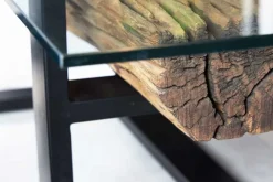 Riess-Ambiente Mehr...|Couchtische > Design Couchtisch BARRACUDA 130cm recyceltes Teakholz Glasplatte schwarz Edelstahl Industrial