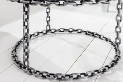 Riess-Ambiente Couchtische & Truhen > Design Couchtisch CHAINS 65cm silber handmade Metall rund Glasplatte Kettengestell