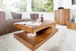 Riess-Ambiente Mehr...|Couchtische > Design Couchtisch CUBUS 120cm braun Sheesham Massivholz stone finish mit Stauraum