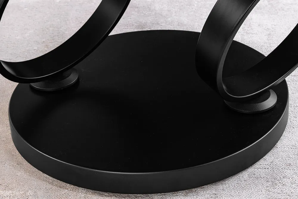 Riess-Ambiente Couchtische & Truhen > Design Couchtisch DANCING RINGS weiß rund drehbar Marmor Keramik schwarz Metall