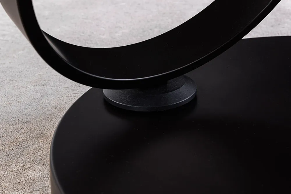 Riess-Ambiente Couchtische & Truhen > Design Couchtisch DANCING RINGS weiß rund drehbar Marmor Keramik schwarz Metall