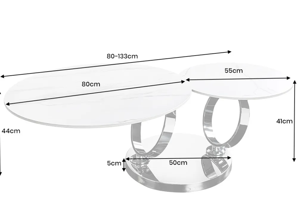 Riess-Ambiente Couchtische & Truhen > Design Couchtisch DANCING RINGS weiß rund drehbar Marmor Keramik schwarz Metall
