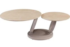 Riess-Ambiente Couchtische & Truhen > Design Couchtisch DANCING RINGS natur rund drehbar Travertin Keramik champagner greige