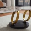 Riess-Ambiente Couchtische & Truhen > Design Couchtisch DANCING RINGS weiß braun rund drehbar Pandora Keramik gold