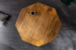 Riess-Ambiente Mehr...|Goldene Möbel > Design Couchtisch DIAMOND 70cm natur Mangoholz massiv messing Eisengestell