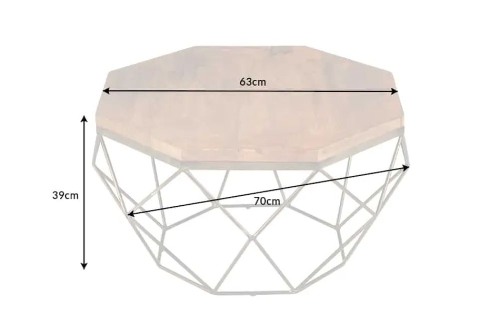 Riess-Ambiente Mehr...|Goldene Möbel > Design Couchtisch DIAMOND 70cm natur Mangoholz massiv messing Eisengestell