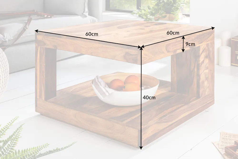 Riess-Ambiente Mehr...|Couchtische > Design Couchtisch GIANT 60cm braun Sheesham Massivholz stone finish mit Ablage