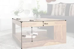Riess-Ambiente Mehr...|Couchtische > Design Couchtisch GIANT 80cm braun Sheesham Massivholz stone finish mit Ablage