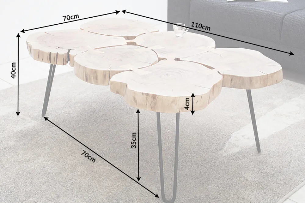 Riess-Ambiente Mehr...|Couchtische > Design Couchtisch GOA 110cm Akazie Baumstamm Scheiben 4cm Tischplatte Massivholz
