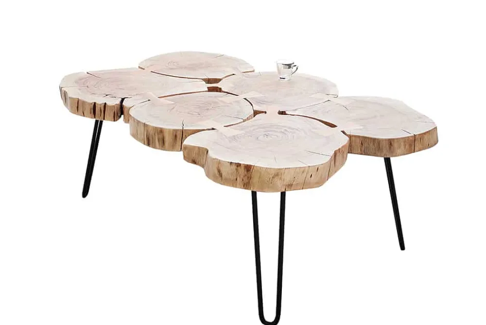 Riess-Ambiente Mehr...|Couchtische > Design Couchtisch GOA 110cm Akazie Baumstamm Scheiben 4cm Tischplatte Massivholz