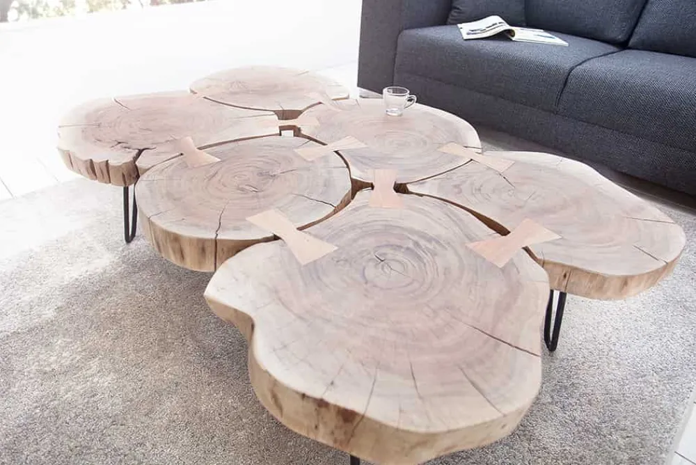 Riess-Ambiente Mehr...|Couchtische > Design Couchtisch GOA 110cm Akazie Baumstamm Scheiben 4cm Tischplatte Massivholz